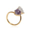 bague pierres cristal de roche, améthyste et cuivre doré ajustable, cadeau de lithothérapie