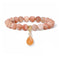 bracelet "Baroque" perles et médaillon en Pierre de Soleil - 19 cm, cadeau femme et adolescentes