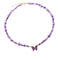collier Pierre améthyste et papillon "butterfly", cadeau de lithothérapie pour femme