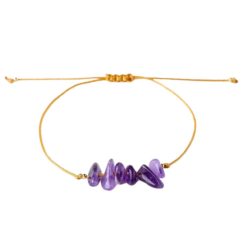 Bracelet brésilien chic pierres améthyste ajustable