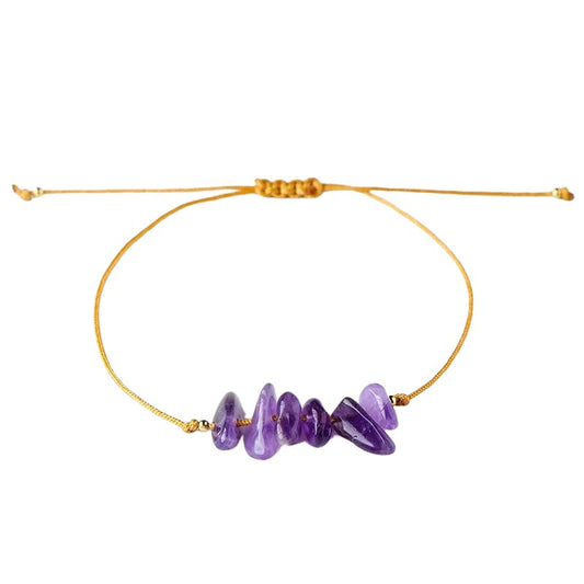 Bracelet brésilien chic pierres améthyste ajustable