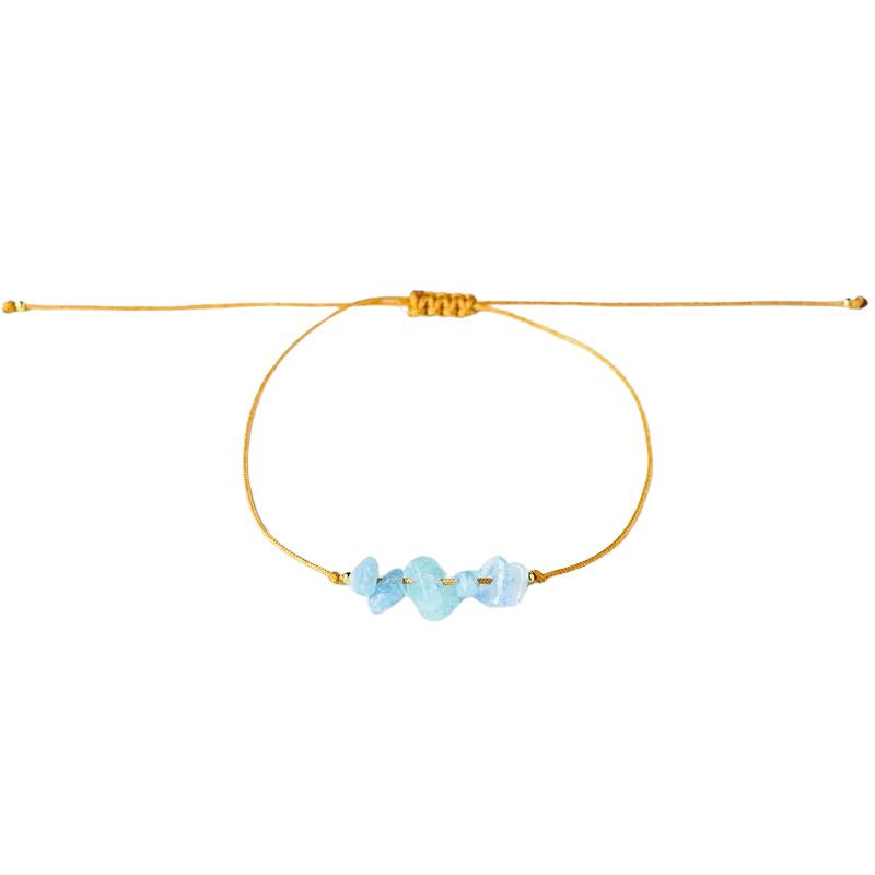 Bracelet brésilien chic pierres aigue marine ajustable