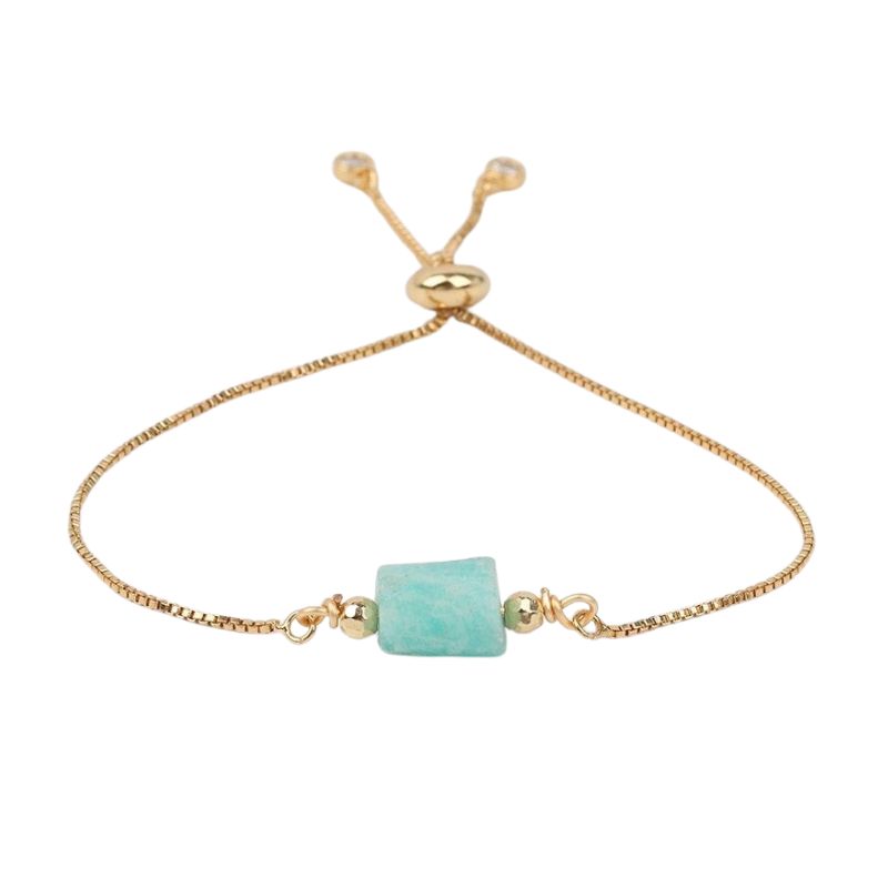 Bracelet fin exquis en amazonite ajustable, cadeau femme