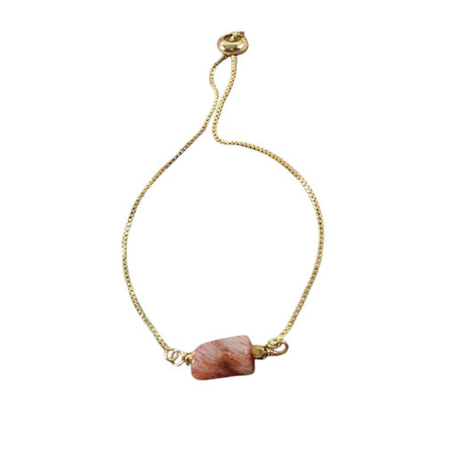 Bracelet fin "Exquis" naturel Pierre de Soleil ajustable, cadeau homme et femme