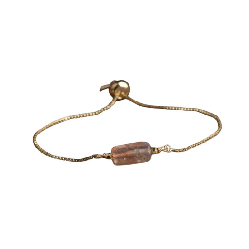 Bracelet fin "Exquis" Pierre de Soleil ajustable, cadeau homme et femme