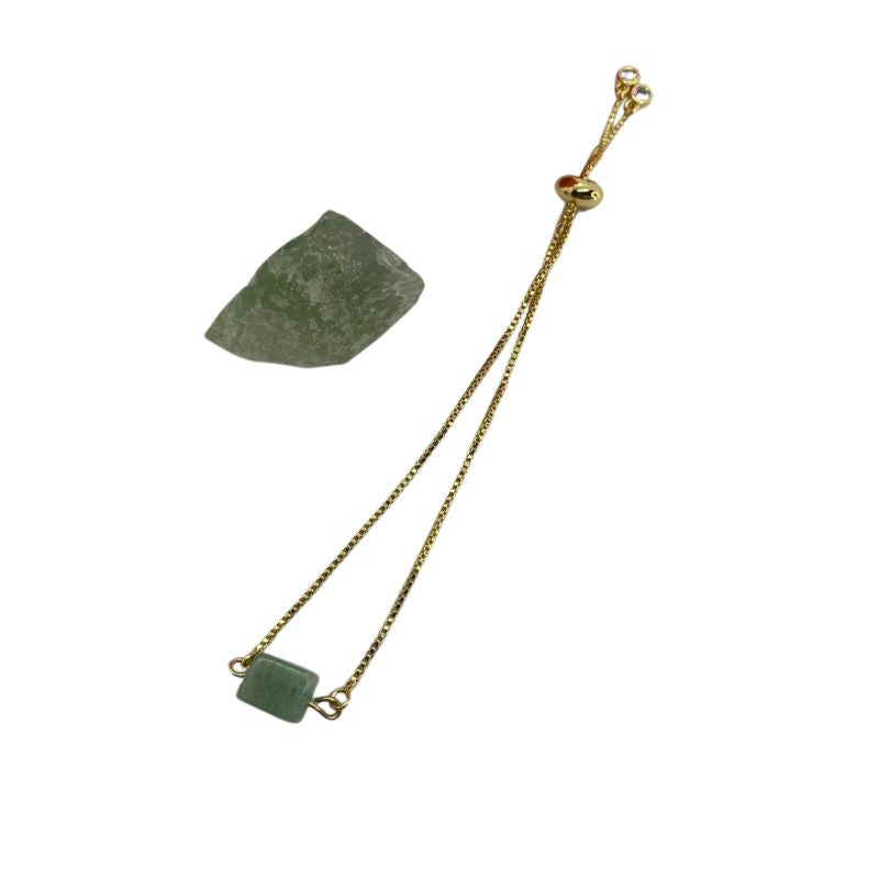 Bracelet fin "Exquis" en pierre naturelle Aventurine Ajustable, cadeau homme et femme pour fêtes