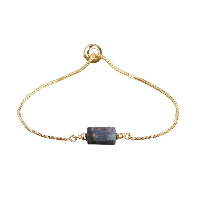Bracelet fin "Exquis" en pierre naturelle Sodalite ajustable, cadeau homme et femme