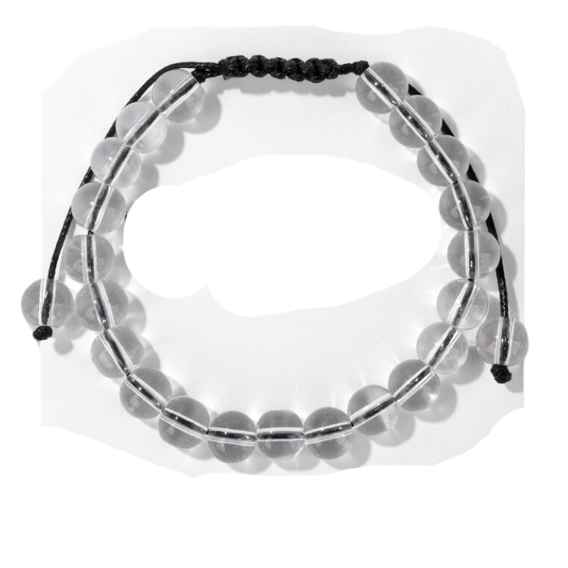 Bracelet en quartz blanc boules 8 mm avec cordon ajustable lithothérapie cadeau 