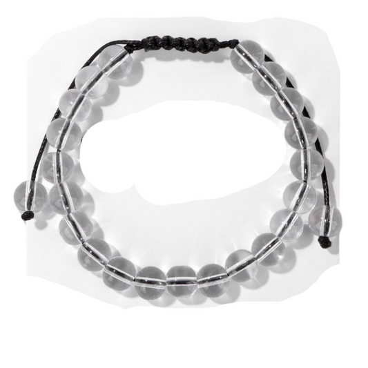 Bracelet en quartz blanc boules 8 mm avec cordon ajustable lithothérapie cadeau 