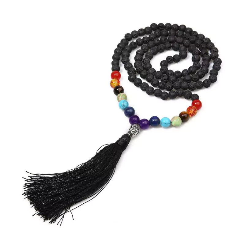 collier Pierres 7 chakras, cadeau de lithothérapie homme, femme et adolescent