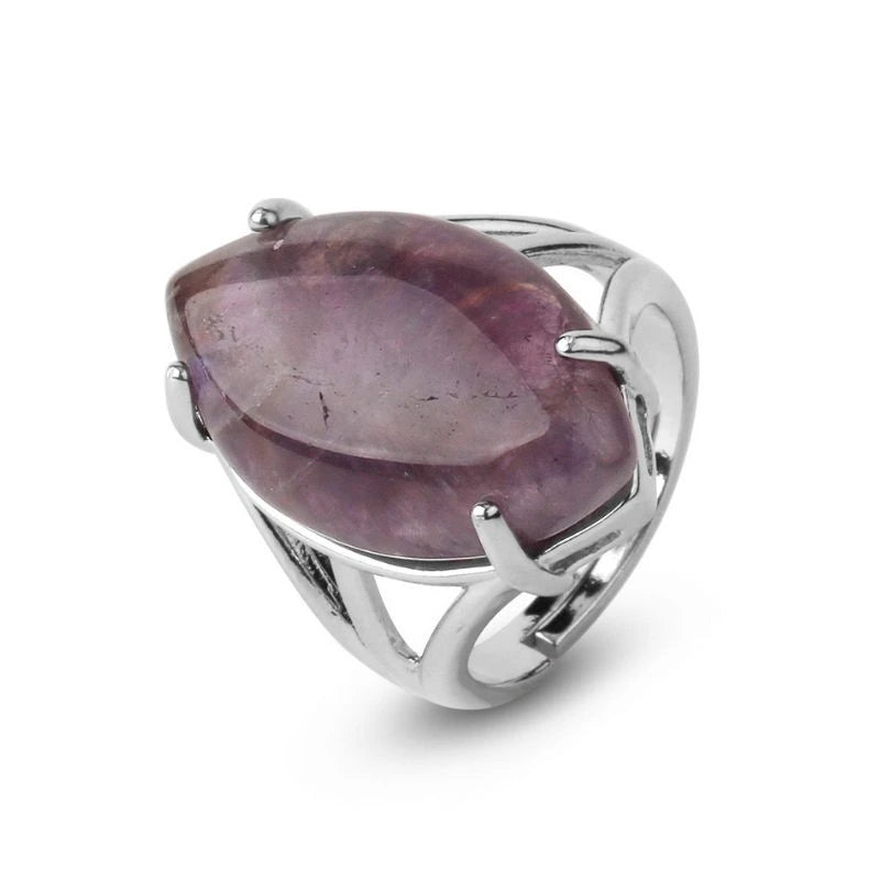 bague Améthyste "Marquise" , cadeau lithothérapie homme ou femme