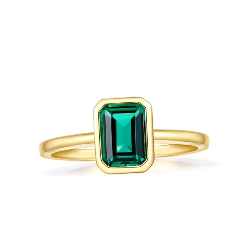 bague éméraude artificielle or, cadeau lithothérapie, fiançailles pour femme