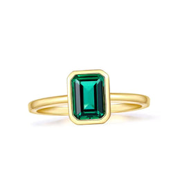 bague éméraude artificielle or, cadeau lithothérapie, fiançailles pour femme