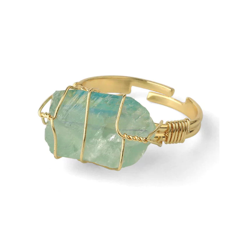 Bague fluorite ou fluorine "Énergie", cadeau de lithothérapie pour femme ou homme
