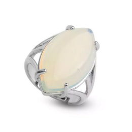 bague opale blanche "Marquise", cadeau cadeau lithothérapie femme homme et ados