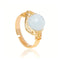 bague perle aigue-marine fil doré, cadeau lithothérapie femme ou homme