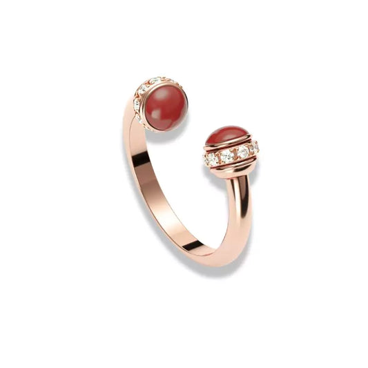 bague perles cornaline "Luxe" en argent et or rose, cadeau femme et adolescente
