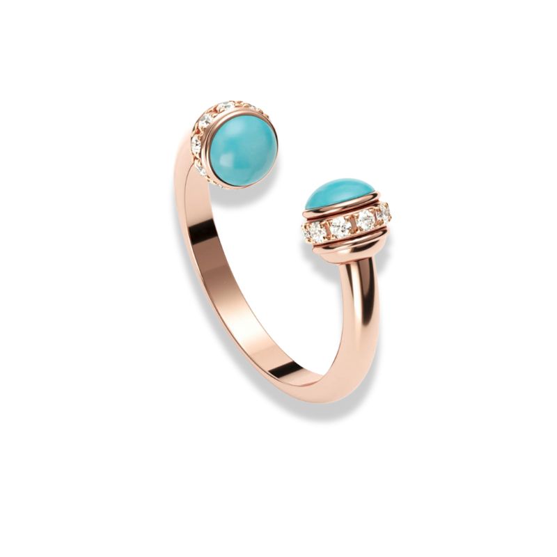 bague perles turquoise "Luxe" en argent et or rose, cadeau femme et ados