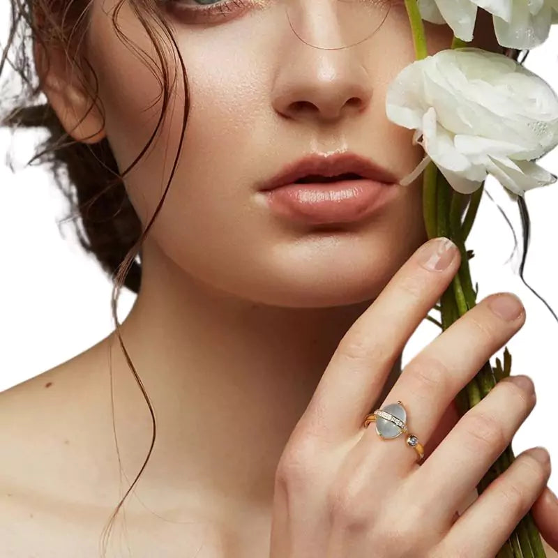 bague pierre aigue-marine or, cadeau lithothérapie pour femme et adolescente