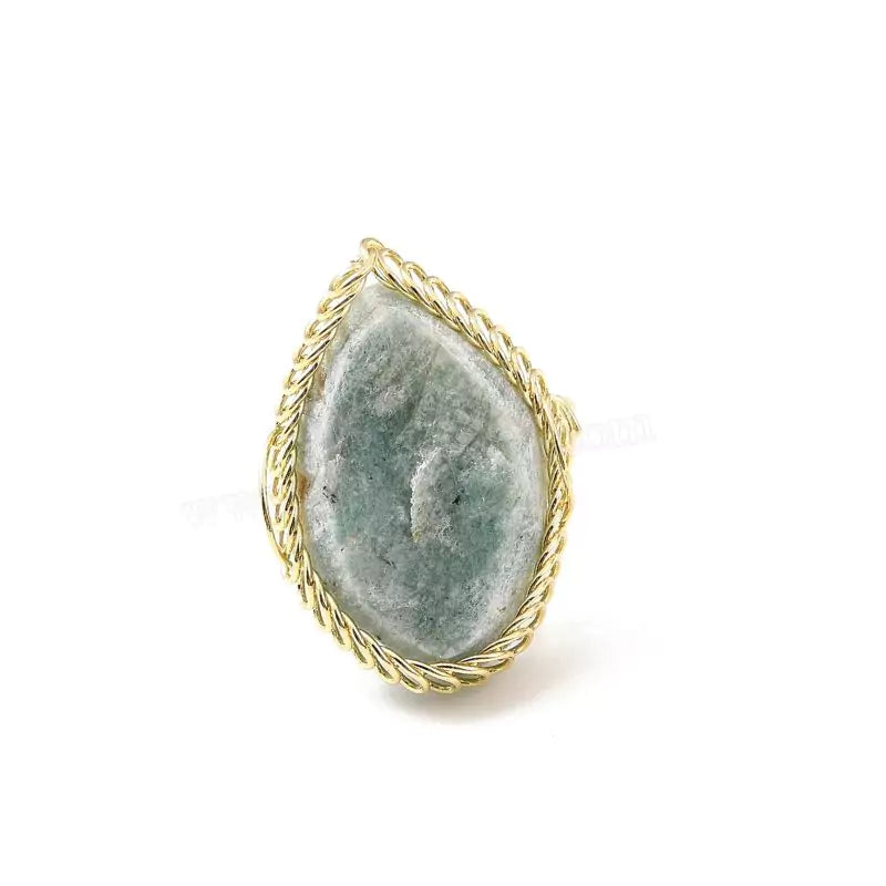 bague pierre amazonite "Tresse", cadeau lithothérapie pour femme