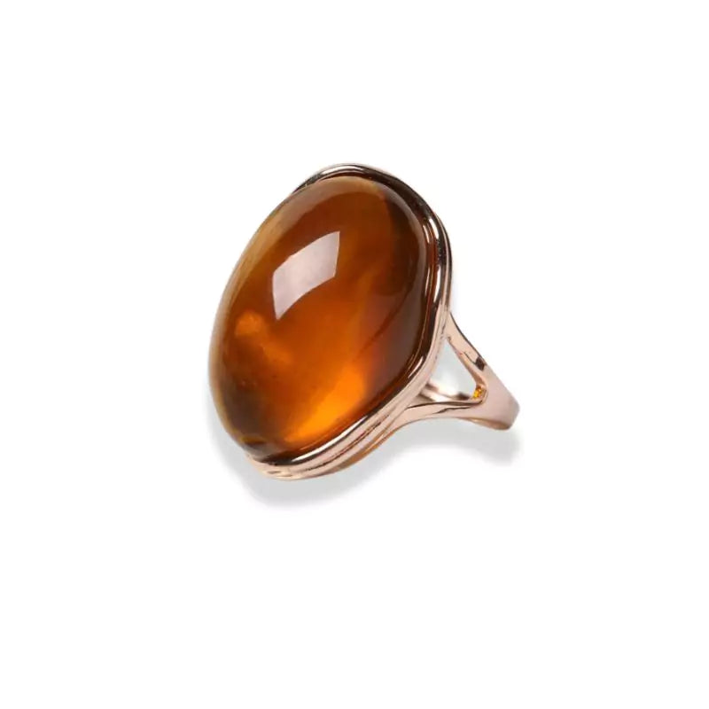 bague pierre ambre "Forêt", cadeau de lithothérapie femme, homme et ados