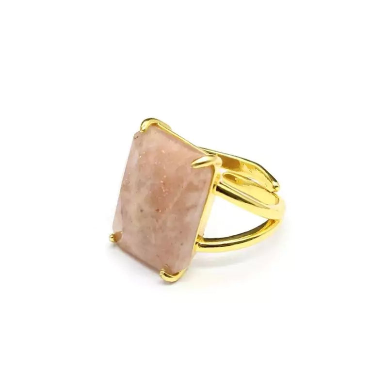 Bague Pierre de Soleil "Rectangle", cadeau femme ou homme