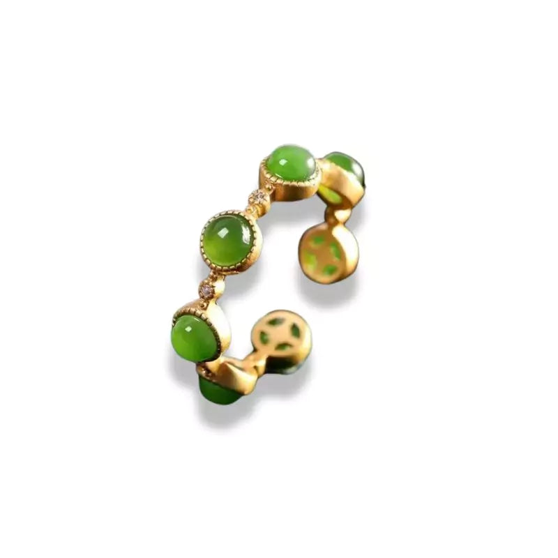 bague pierre jade "tralala" en plaqué or ajustable, cadeau de lithothérapie pour  femme et ados