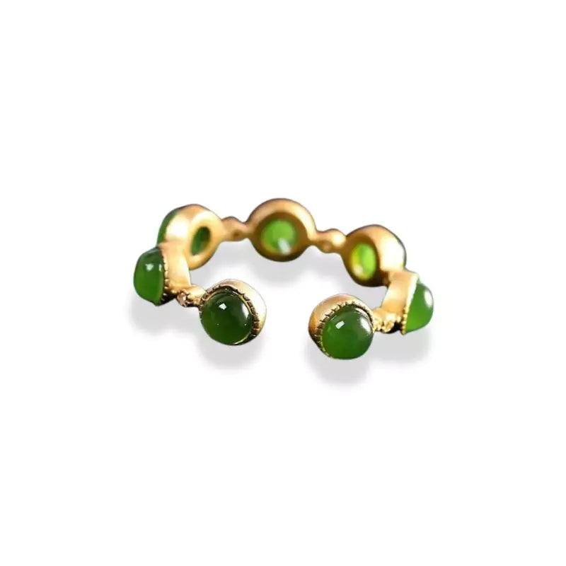 bague pierre jade "tralala" en plaqué or, cadeau de lithothérapie pour femme