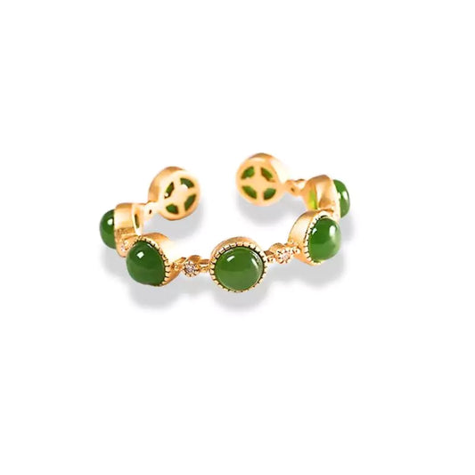 bague pierre jade "tralala" en plaqué or, cadeau de lithothérapie pour femme 