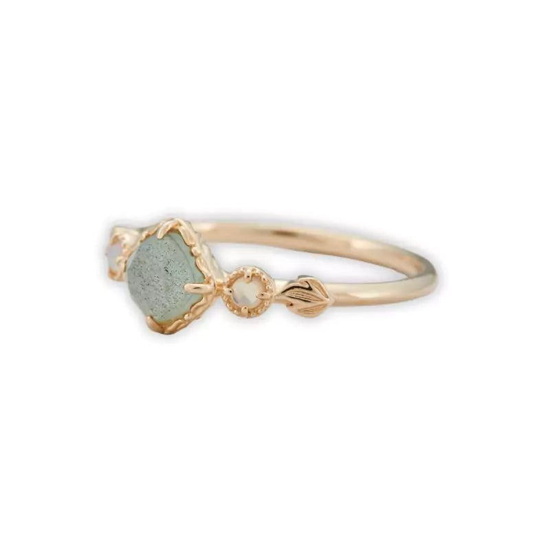 bague pierre labradorite et amazonite, cadeau lithothérapie pour femme et ados