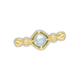 bague pierre labradorite et amazonite, cadeau lithothérapie pour femme 