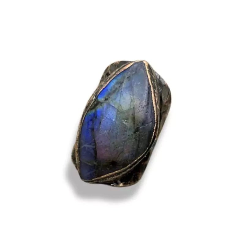 bague pierre labradorite antique ajustable, cadeau lithothérapie pour femme, ados et homme