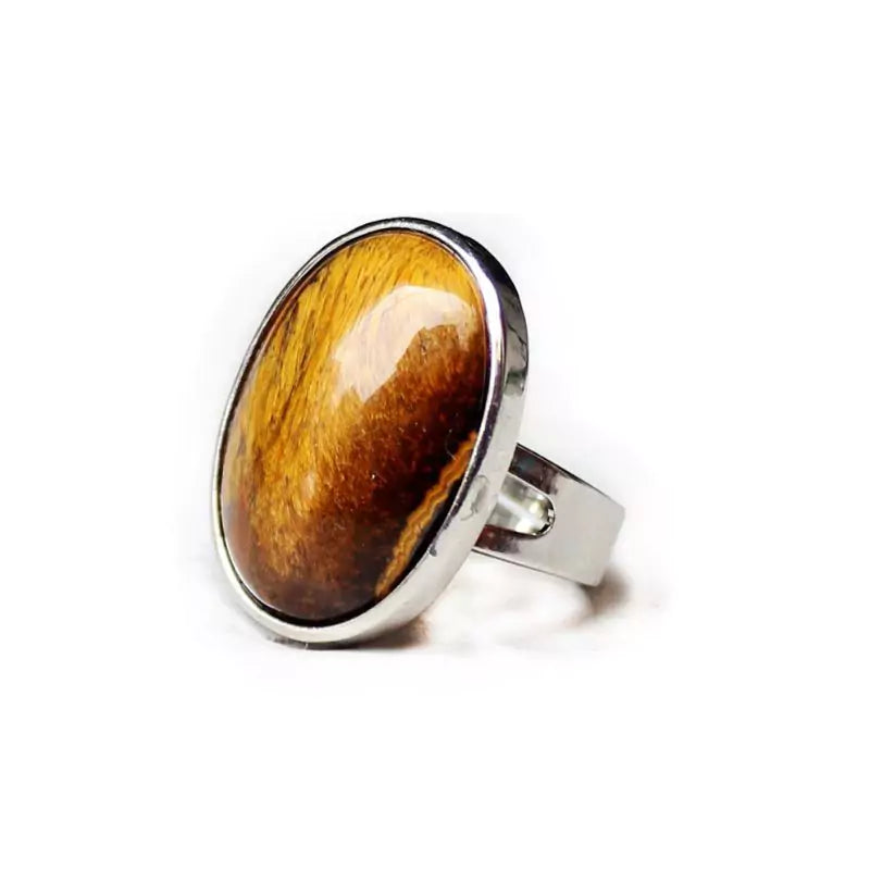 Bague Pierre oeil de tigre "ovale", cadeau lithothérapie homme et femme