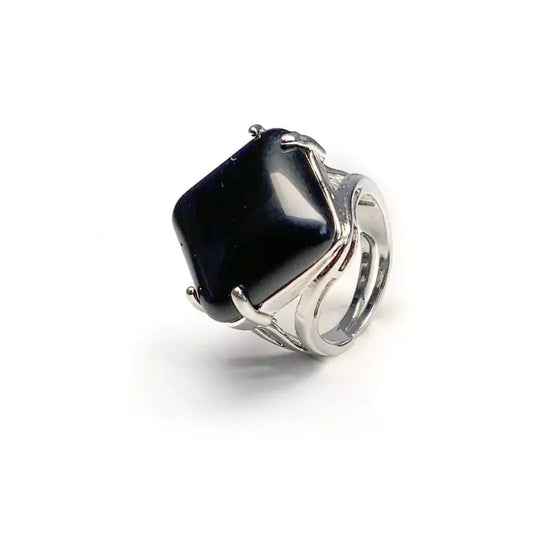 bague pierre onyx "Carré", cadeau homme, femme 
