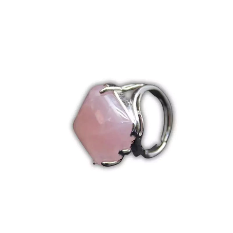 bague pierre quartz rose "Carré", cadeau homme, femme 