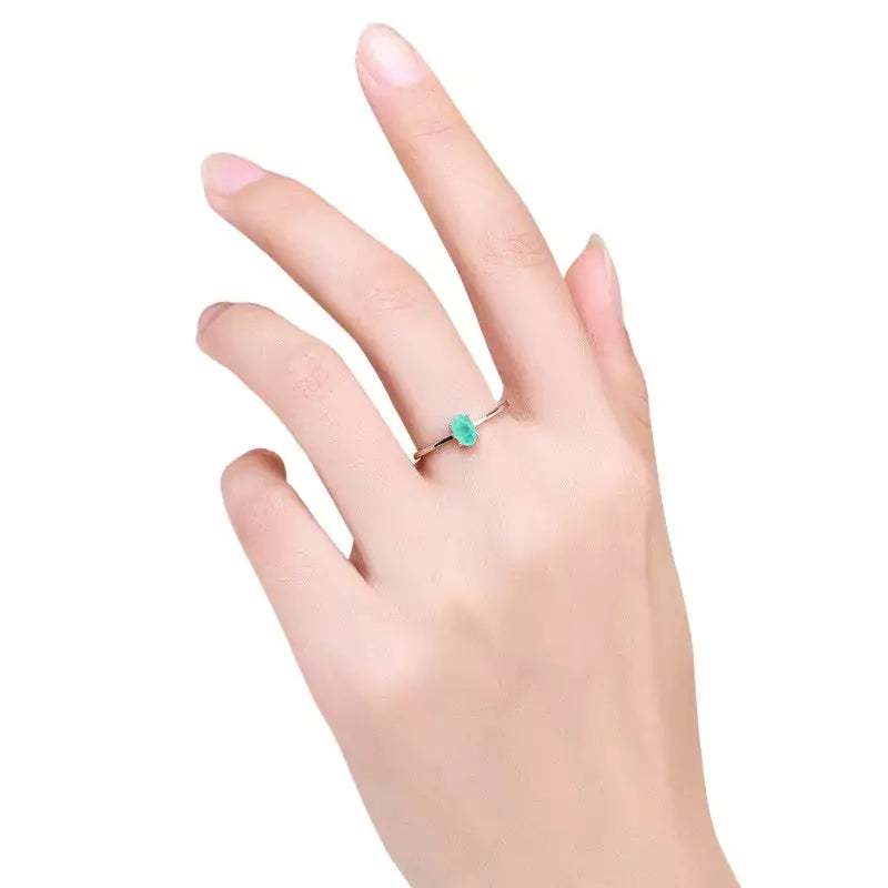 bague pierre tourmaline verte "lumière" en argent sterling, cadeau de lithothérapie pour femme et fiançailles