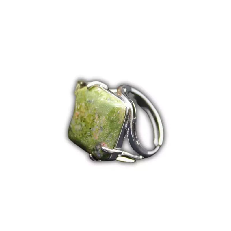 bague pierre Unakite "Carré", cadeau homme, femme ou ados