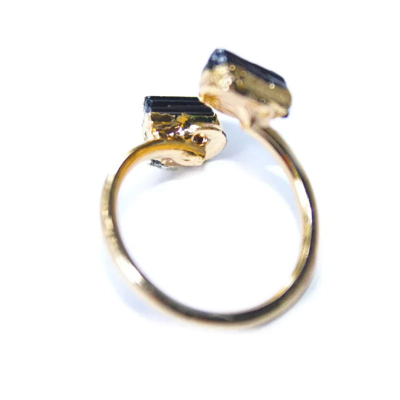 bague pierres tourmaline ajustable cadeau de lithothérapie pour homme, femme et ados