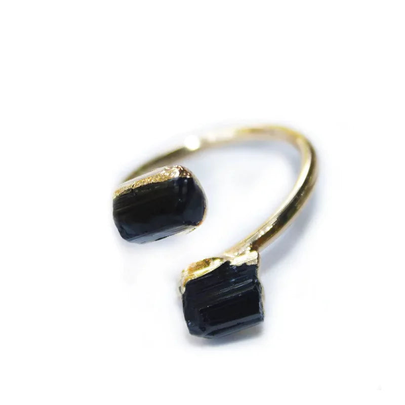 bague pierres tourmaline et cuivre doré ajustable cadeau de lithothérapie