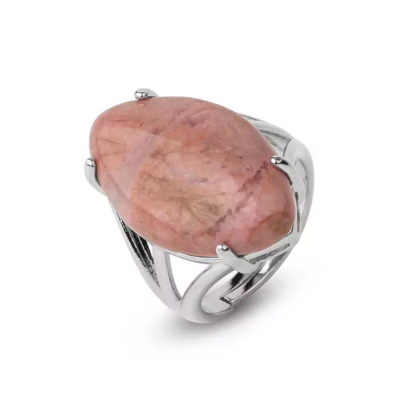 bague Rhodocrosite "Marquise", cadeau lithothérapie femme, homme ou ados