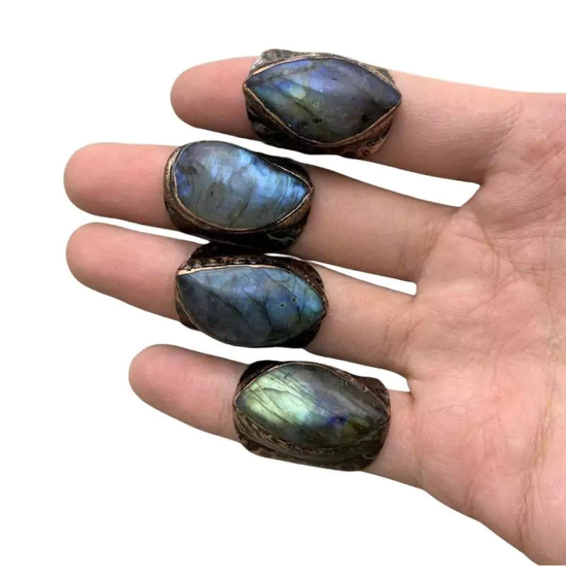 bagues pierre labradorite antique, cadeau lithothérapie pour homme et femme et homme