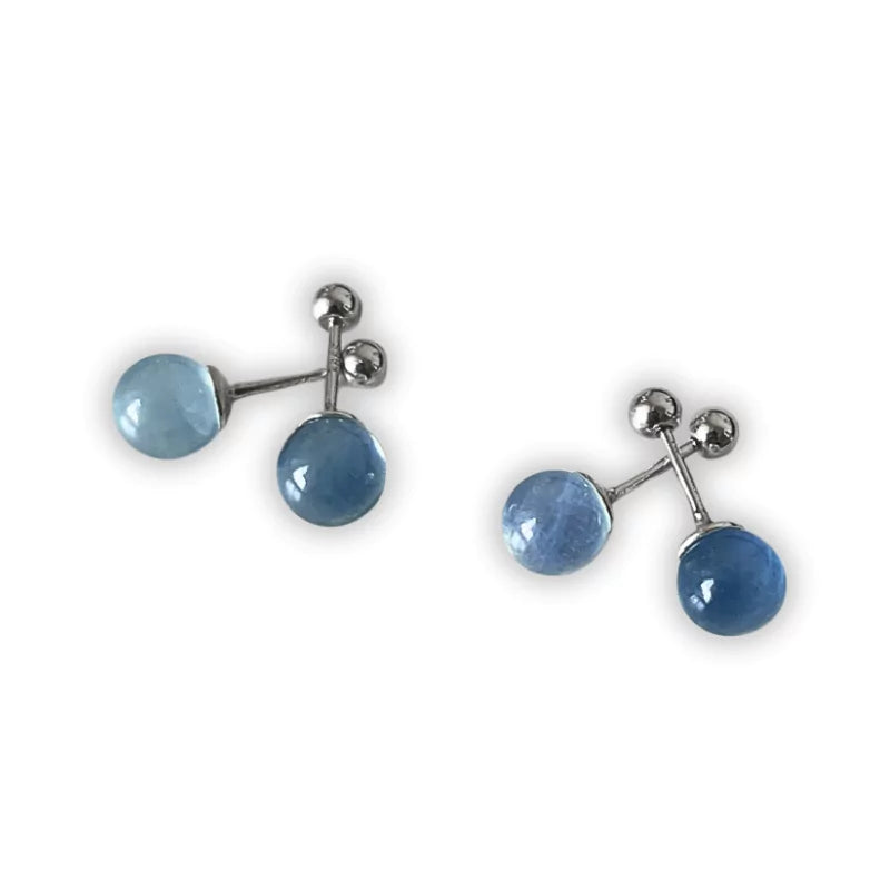 boucles d'oreilles aigue-marine argent, cadeau lithothérapie femme et adolescente