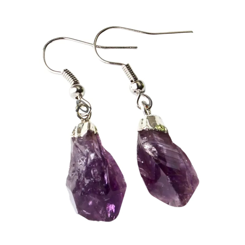 boucles d'Oreilles Améthyste Plaqué argent, cadeau lithothérapie femme