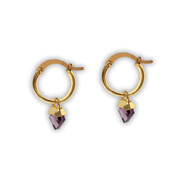 boucles d'oreilles améthyste triangulaire, cadeau lithothérapie femme et adolescente