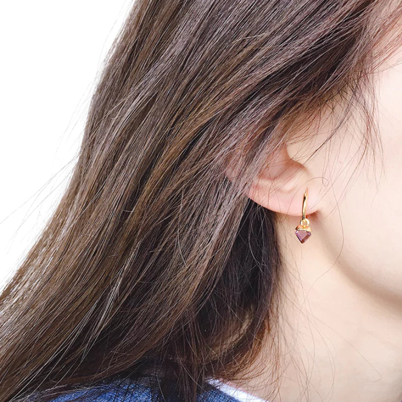 boucles d'oreilles améthyste triangulaire, cadeau lithothérapie femme et ados