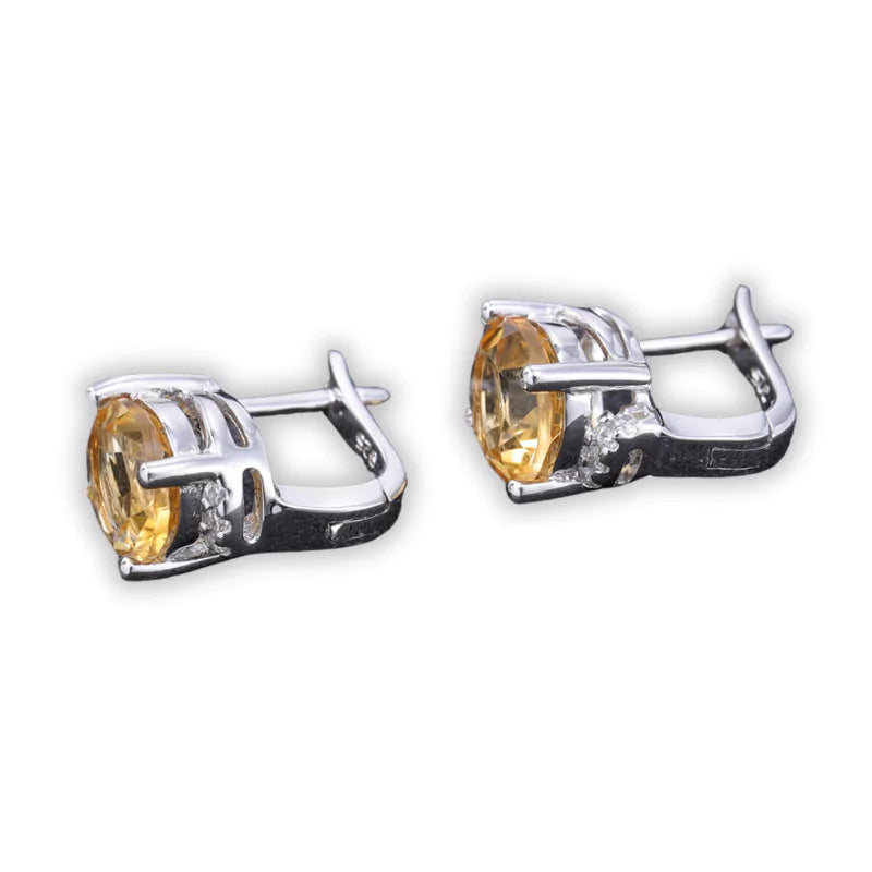 boucles d'oreilles citrine argent 925, cadeau lithothérapie femme et adolescente