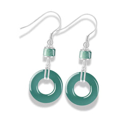 boucles d'oreilles jade vert argent 925, cadeau lithothérapie femme 
