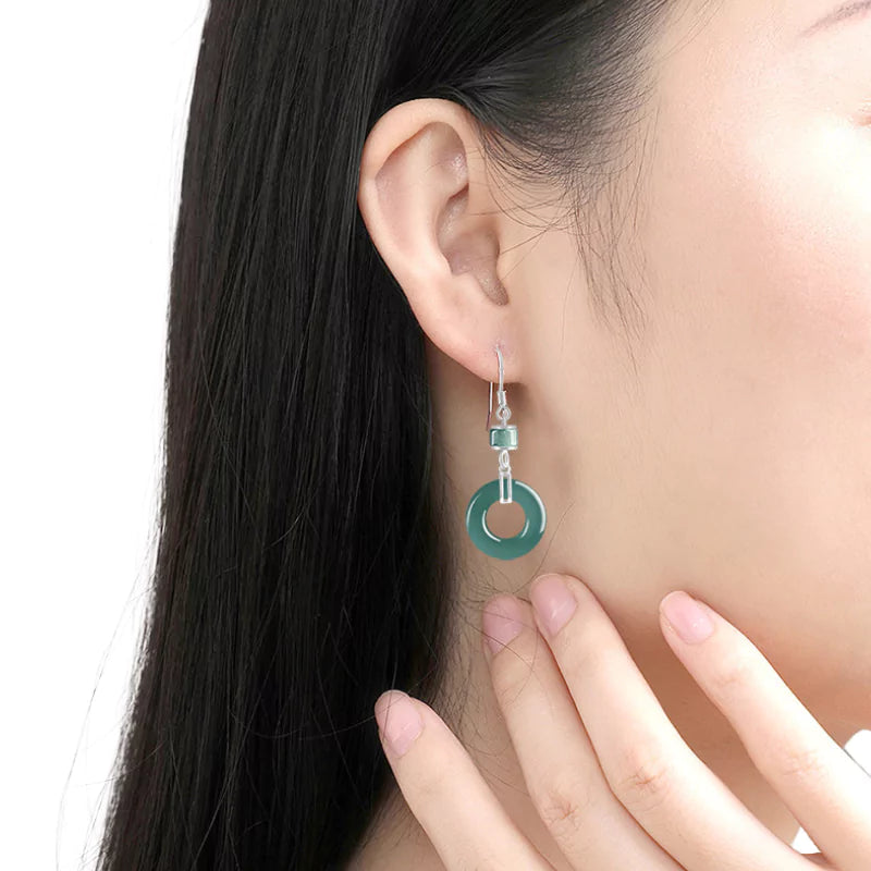 boucles d'oreilles jade vert argent 925, cadeau lithothérapie femmes et ados