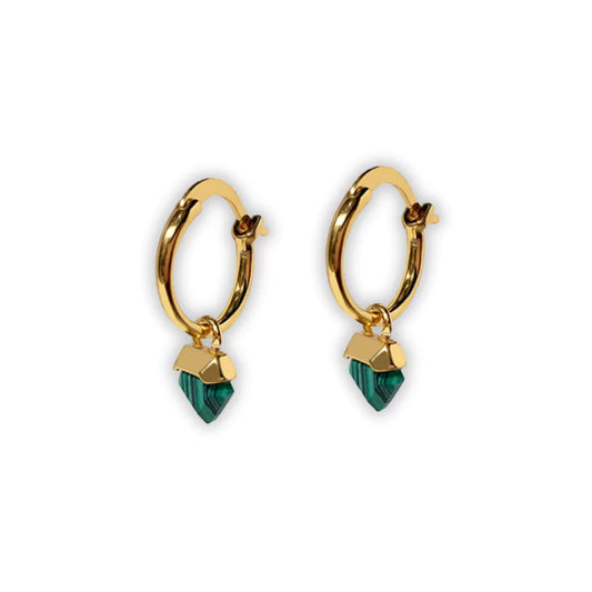 boucles d'oreilles malachite triangulaire, cadeau lithothérapie femme et adolescente