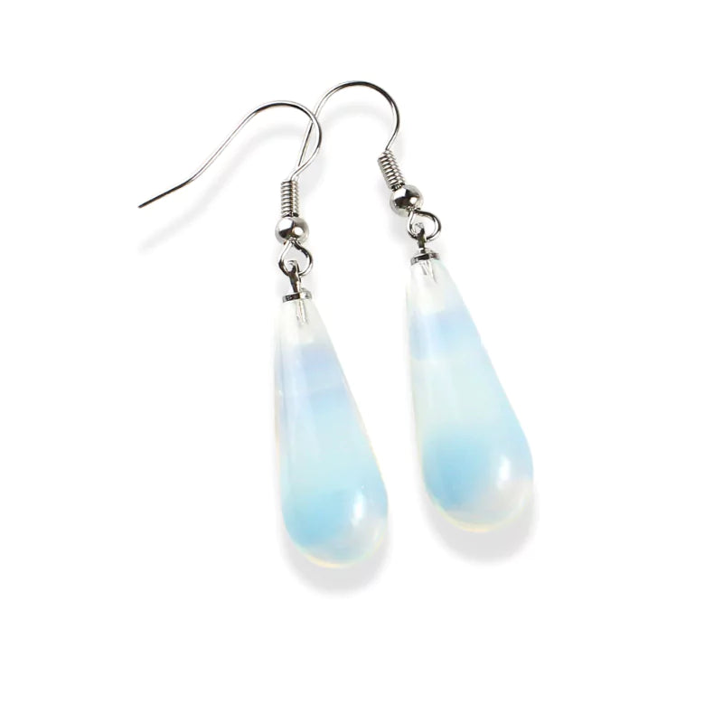 boucles d'Oreilles opale goutte, cadeau lithothérapie femme